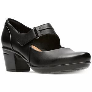 Clarks Women Emslie Lulin Mary Jane Heels Size US 9.5M Black Leather